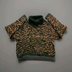 JP Berringer Women’s Size Small Vintage Fuzzy Animal Print Turtleneck Sweater